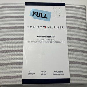 Tommy Hilfiger Cotton Polyester Full Sheet Set NEW Gray Striped.